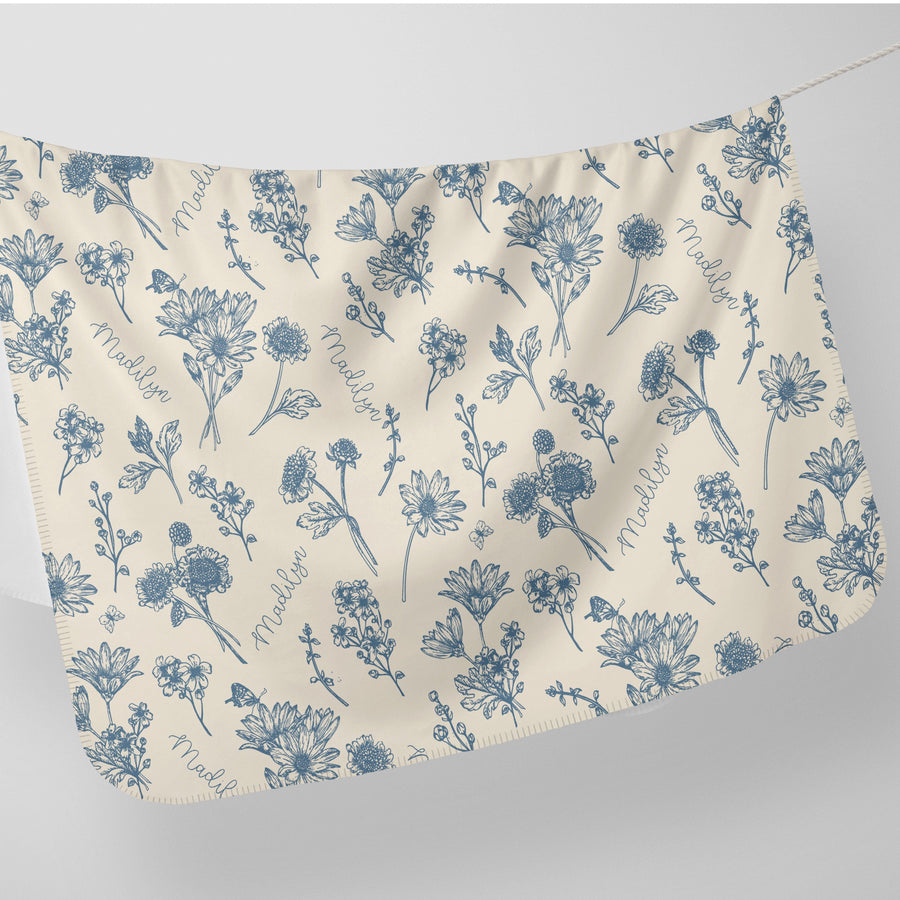 Colleen Floral Blue Stretchy Swaddle