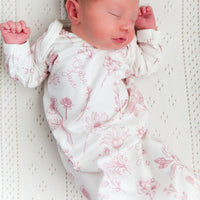 Colleen Mauve Floral Knotted Baby Gown