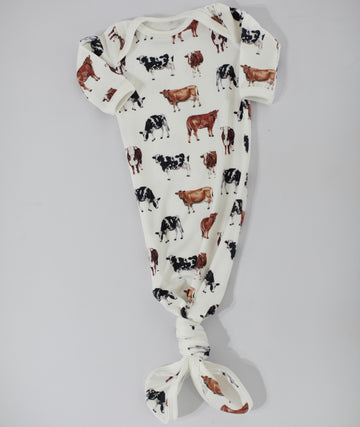 Cow Knotted Baby Gown