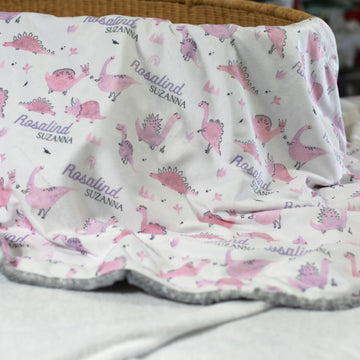 Pink Dino Baby Deluxe Blanket