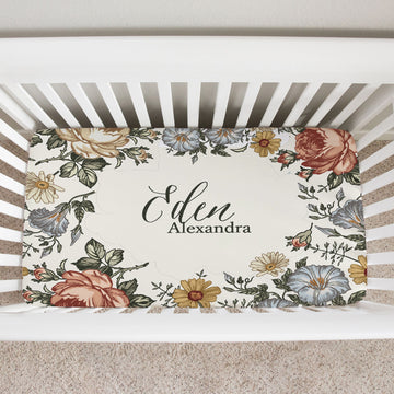 Emily Floral Personalized Custom Crib Sheet