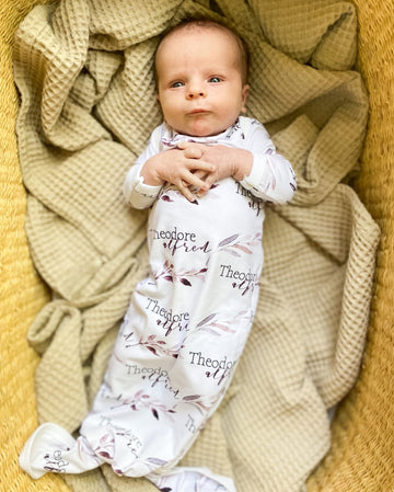 Gray Whispers for Boys Knotted Baby Gown