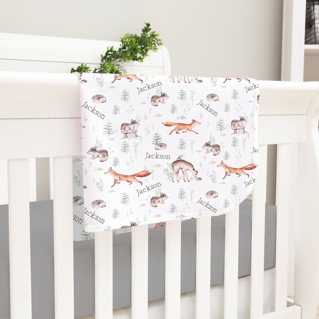 Personalized Baby Blanket – Woodland Animal Blanket with Satin Trim, Soft Plush Luxury