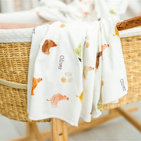 Chicken Coop Baby Swaddle Blanket With Name Personalized Baby Swaddle Blanket