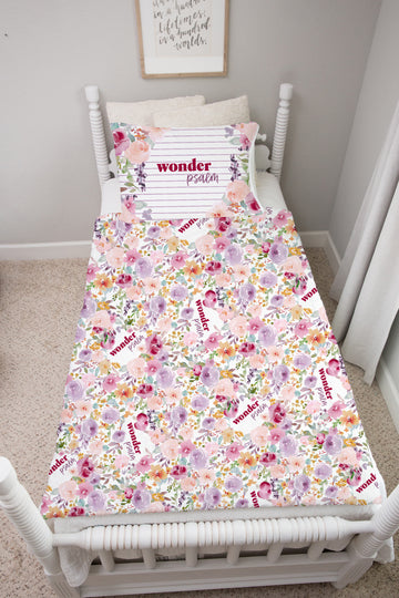 Amelia's Pink Floral Minky Deluxe Throw