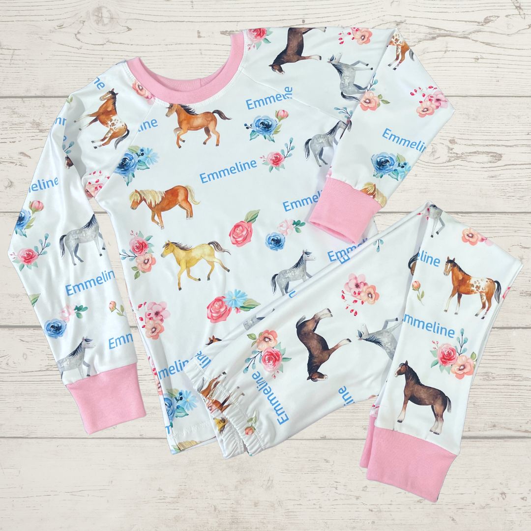 Horse Pajamas - Short or Long Sleeve (3 months to kids 14)