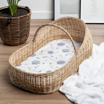 Mary's Blue Floral Bassinet Sheet