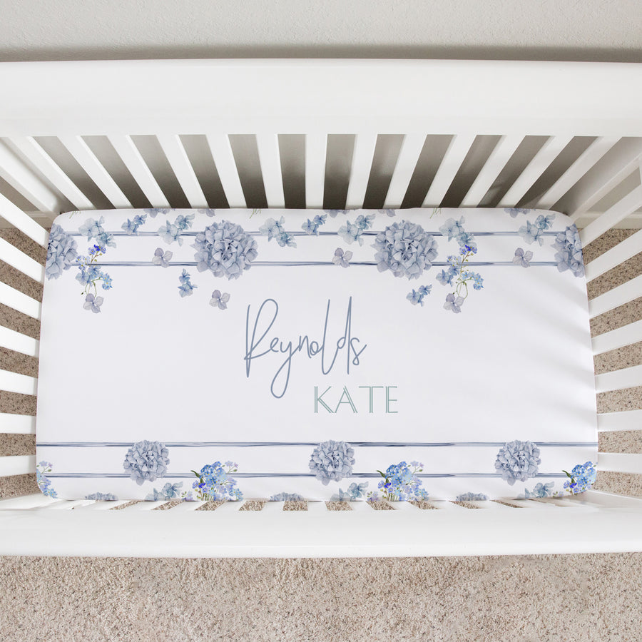 Mary's Blue Floral Crib Sheet