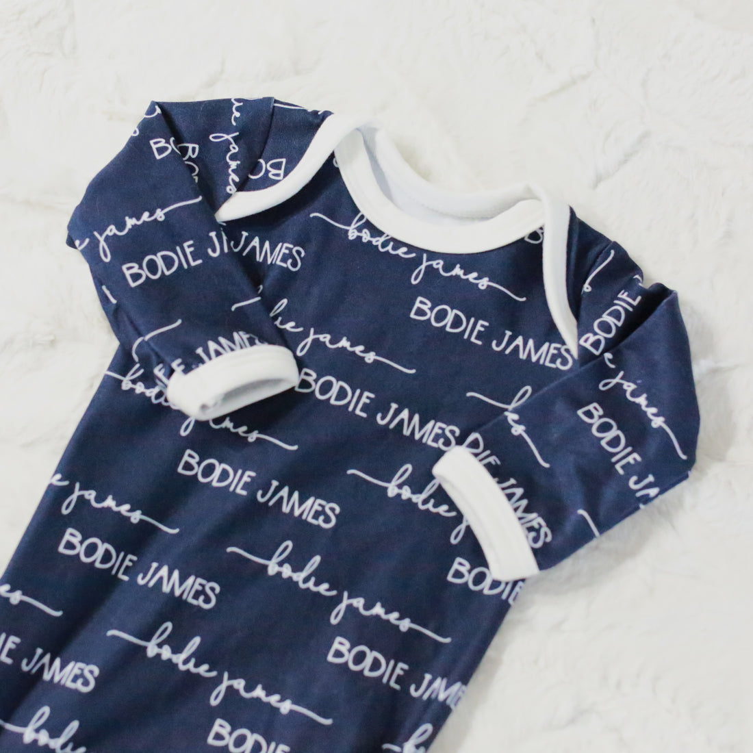 Camden Navy Knotted Baby Gown