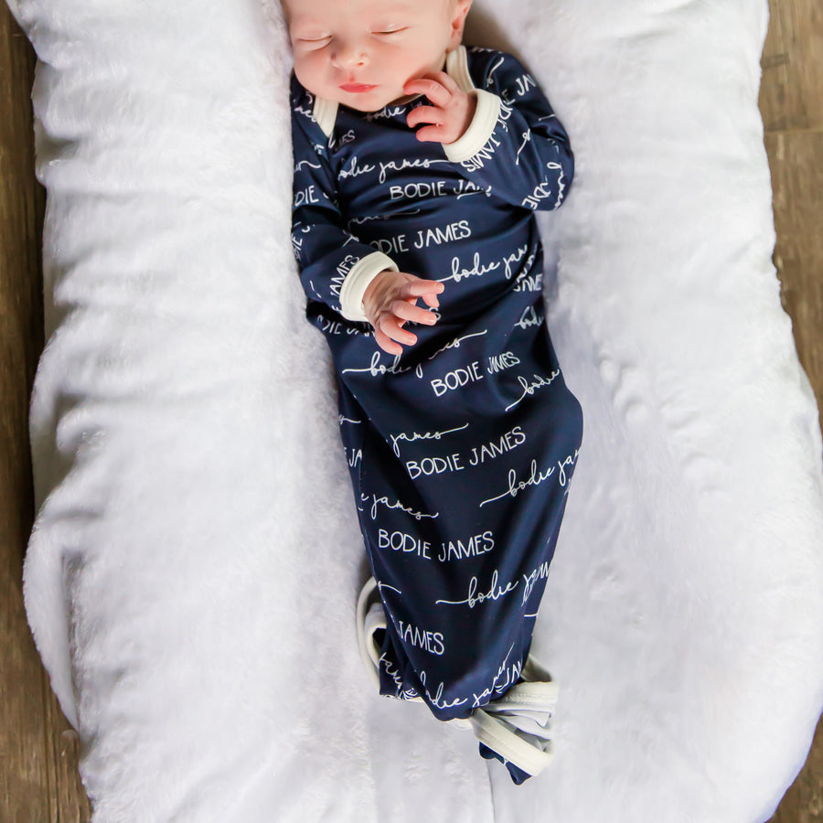Camden Navy Knotted Baby Gown