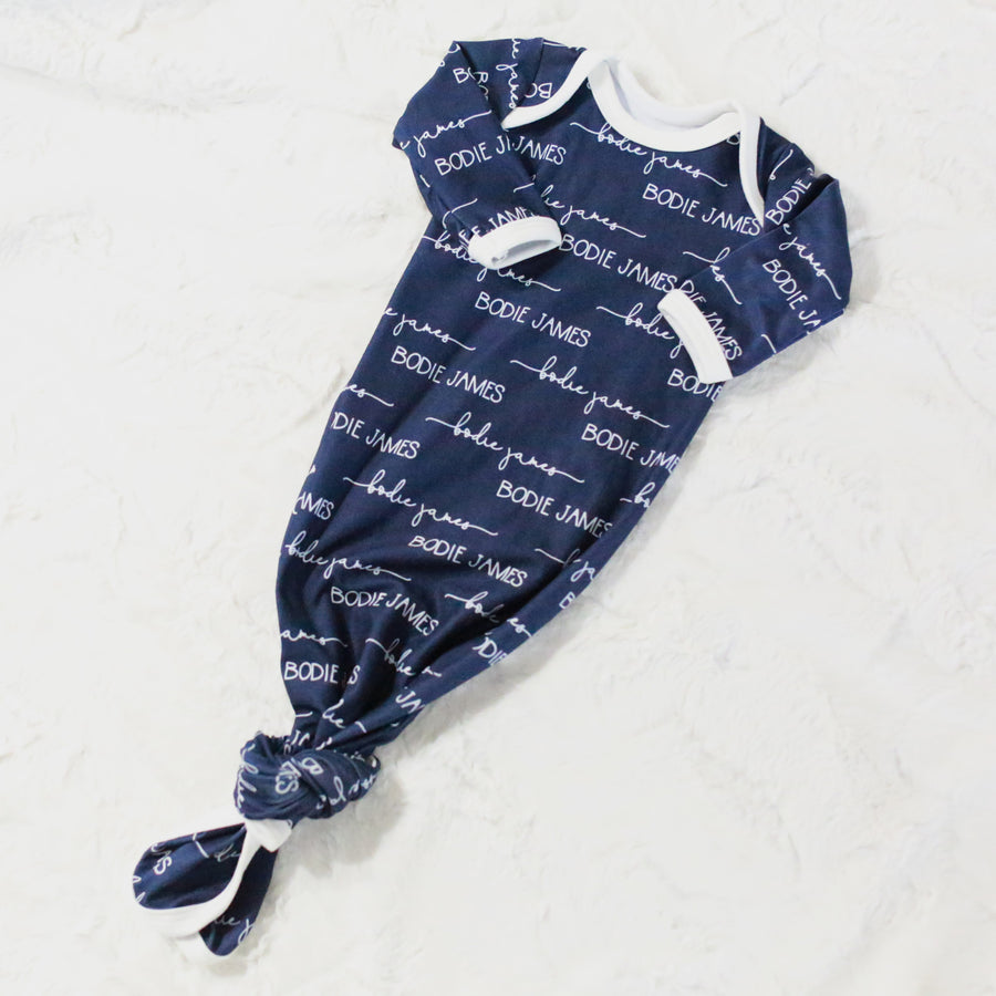 Camden Navy Knotted Baby Gown