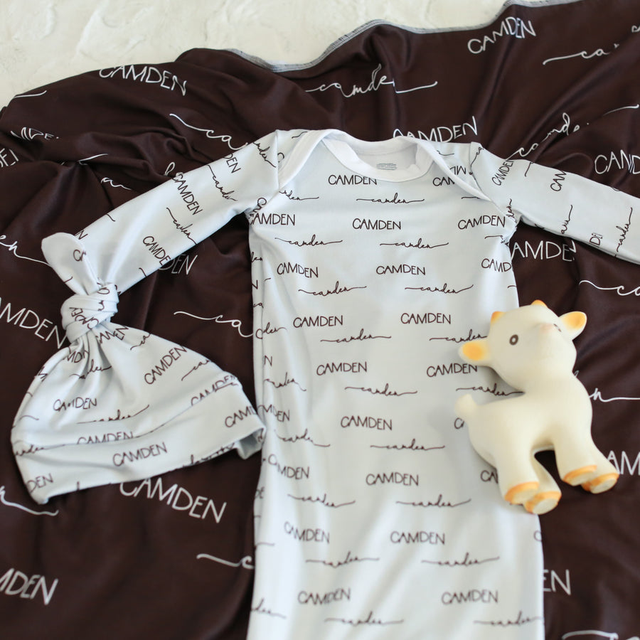 Camden Oatmeal Knotted Baby Gown