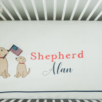 Patriotic Puppy Crib Sheet