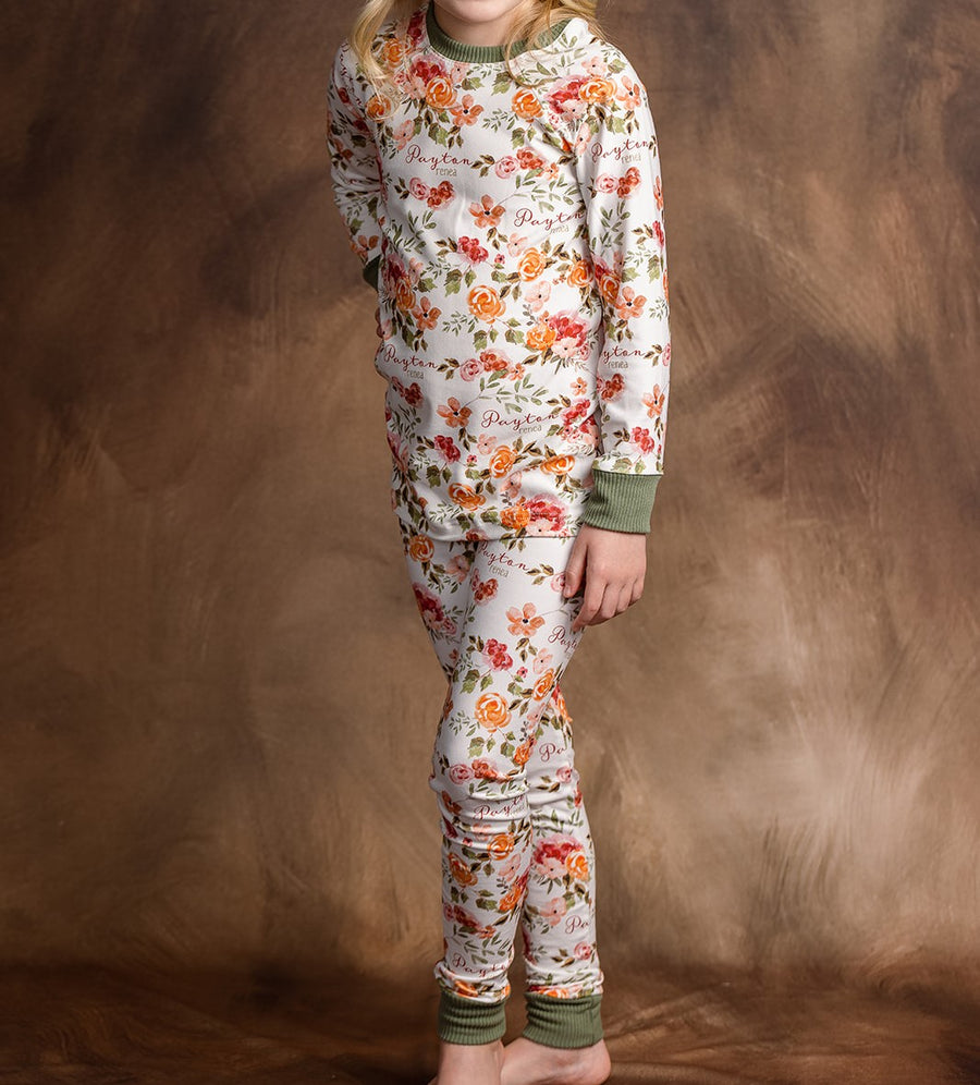 Patti's Fall Floral Pajamas - Short or Long Sleeve (3 months to kids 14)