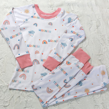 Rain or Shine Rainbow Pajamas - Short or Long Sleeve (3 months to kids 14)