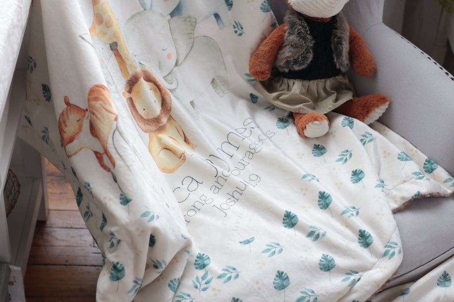 Safari Animals Minky Deluxe Throw