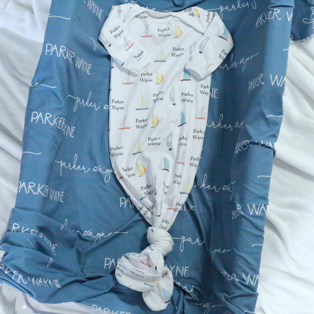 Sailboat Knotted Baby Gown