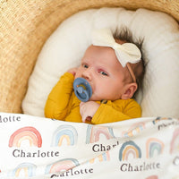 Rainbow Baby Blanket Personalized Swaddle Blanket Name Gift Newborn Take Home Set A Great Baby