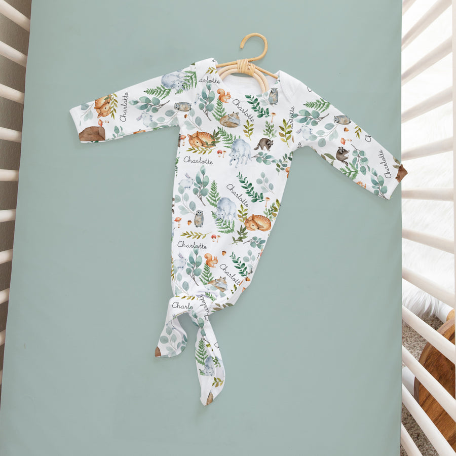 Woodland Fern Knotted Baby Gown