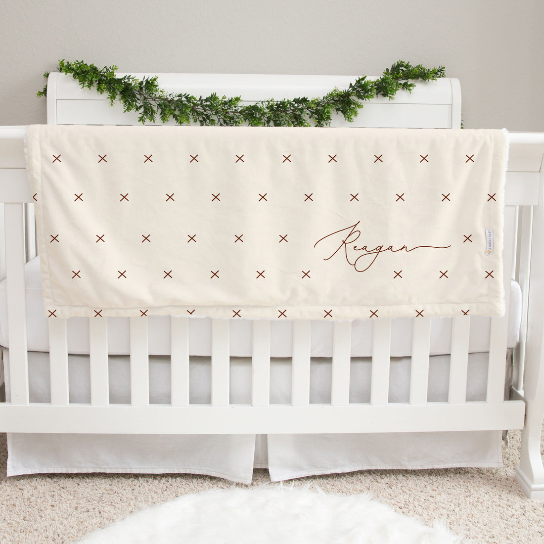 X Marks the Spot (Ivory) Baby Deluxe Blanket